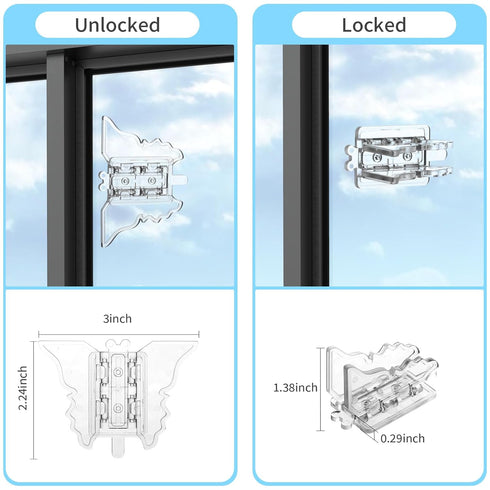 4 Pcs Child Proof Sliding Door Lock, Sliding Glass Window Safety Lock for Patio Door, Sliding Wardrobe Door, Closet Door, No Drilling Required....