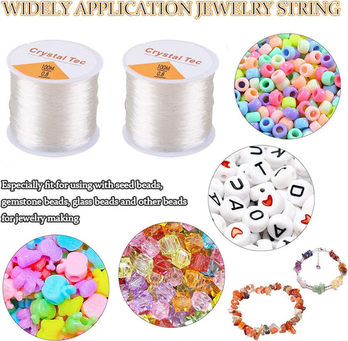 0.8mm Elastic Stretch Thread for Bracelets, 3 Rolls Elastic Bead Cord, Stretchy Bracelet String Crystal String Bead Cord for Bracelet, Beading and...