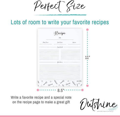 Outshine Premium Recipe Paper for 8.5" x 11" Recipe Binders, Farmhouse Design (50 Sheets) | Full Size Recipe Refill Pages for Binder | Recipe Card...