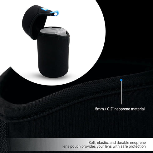 JJC Water Resistant Neoprene Camera Lens Pouch Case, Fold-Over Lens Bag for Mirrorless Lenses Up to 3.1 x 4.6 (D X H) for Canon RF 85mm f/2, Nikon...