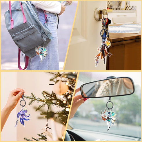 UTIEHD GI Character keychain set, 3pcs Acrylic Figure Keychains Anime Merch Keyring...