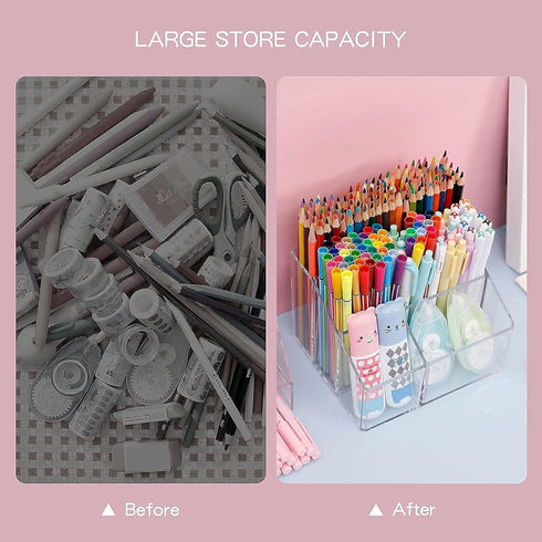 Yesesion Clear Pen Holder, Pen Organizer for Desk, Pencil Cup for Home Office, School Supplies, Art Stationery, Desktop Storage and Accessorizes f...