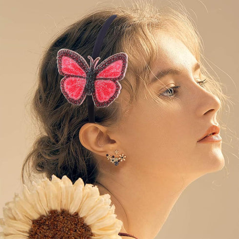 Butterfly Headband for Girls Glitter Butterfly Hair Bands Spring Summer Shiny Hair Bands Bling Head Bands Wedding Birthday Party Favors(Black)...