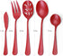 Serving Utensils Set, Red 5-Piece Hostess Set, Stainless Steel Silverware Flatware Cutlery Serving Set, Dishwasher Safe...