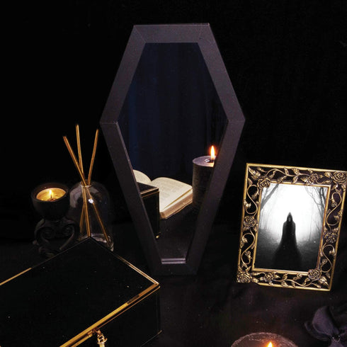 Gothic Decor Coffin Mirror - Wall Mounted, Tabletop, Home Mirror, All Rooms, 13 x 7 Inches...