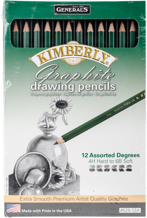 General Pencil 525-12A Graphite Drawing Pencils (12 Pack), 12 Count (Pack of 1)...