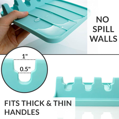 Silicone Spoon Rest for Multiple Utensils, Heat Resistant Utensil Rest with Drip Pad, BPA-free Spoon Rest for Kitchen Counter(Turquoise)...