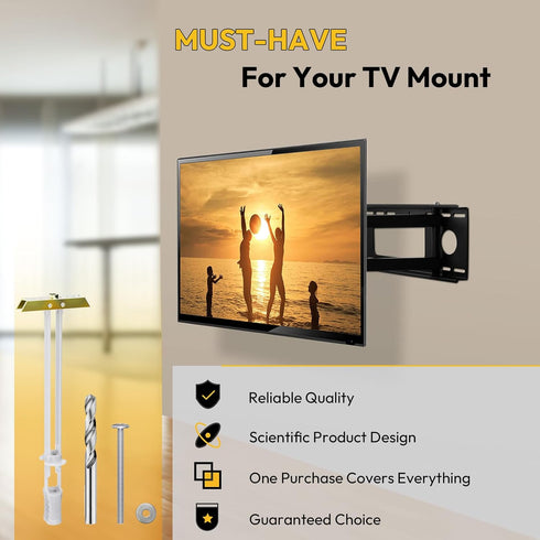 Steel Stud TV Mounting Kit, Metal Stud TV Mount Kit for Tilt & Low Profile TV, Drywall Anchors for TV Mounting Kit includes 4 Wall Anchors (1/4”) ...
