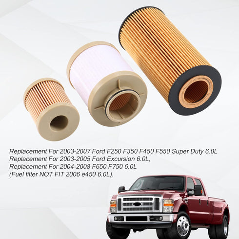 CARMOCAR FD4616 Fuel Filter and FL2016 Oil Filter Replacement for 2003-2007 Ford F250 F350 F450 F550 Super Duty 6.0L 2003-2005 Excursion 6.0L 3C3Z...