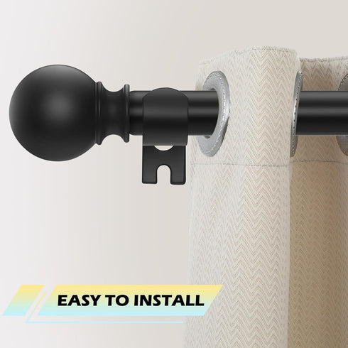 Matte Black Curtain Rods 18 to 60 Inches(1.5-5 Feet),5/8 inch Splicing Drapery Rods,Small Curtain Rods Set,Size: 18''-60'',Matte Black...