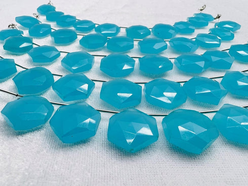 1 Strand Aqua Chalcedony 10 Pcs Beads Size 14X14Mm Hexagon Shape Cut Faceted Beads For Jewellery Making, Beading & Craft Supplies Kcrafts-Rk_K54...