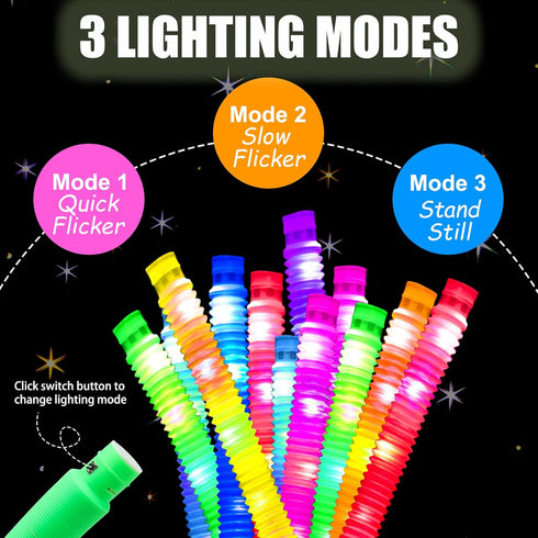 12 PCS Light Up Glow Pop Tubes, Neon Glow Sticks Party Favors for Kids 3-8-12, Fidget Stress Relief Toys, Toddlers Goodie gift Bag Stuffer Fillers...