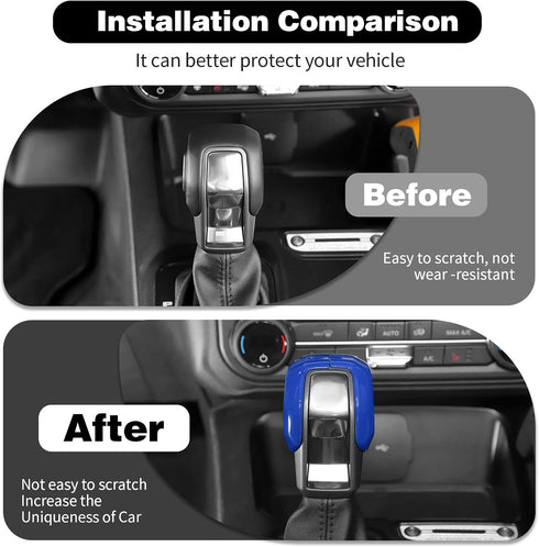 for Ford Bronco Center Console Gear Shifter Knob Cover Trim Decoration Compatible with Ford Bronco Interior Accessories 2021 2022 + (Blue,ABS,2Pcs...