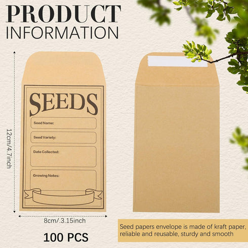 100 Pcs Seed Envelopes Resealable Seed Envelope Seed Packets 3.15 x 4.72 Inch Seed Saving Envelopes with Secure Tiny Envelopes, Seal Envelopes for...