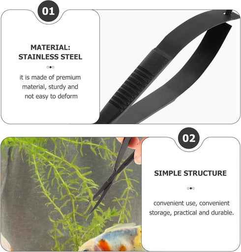 POPETPOP Aquatic Plant Scissors Aquatic Spring Shears Curved Aquarium Scissor Aquarium Scissors Tools Professional Fish Tank Scissor Plant Stainle...