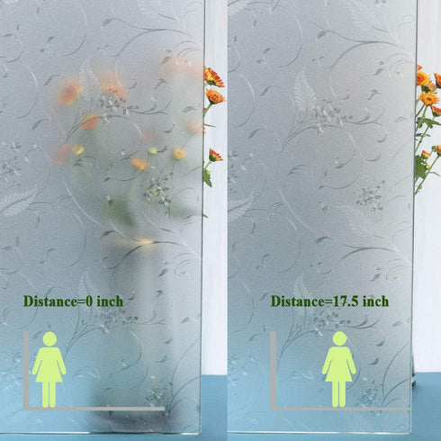 Mikomer Privacy Window Film Etched Flowers Static Cling Glass Door Film, Non Adhesive Heat Control Anti UV Window Cling for Office and Home Decora...