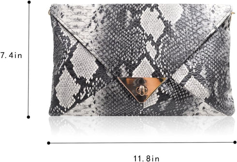 Mily Women's Clutch Bag Messenger Shoulder Handbag Tote Bag Purse-Snakeskin clutch Envelope...