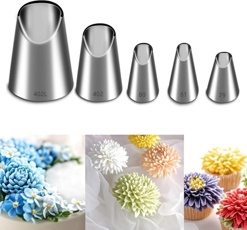Suuker Rose Flower Piping Tips Set, Stainless Steel Chrysanthemum Nozzles, Crinkle Cream Laminating Nozzle Cupcake Pastry Tool For Decorating Cake...