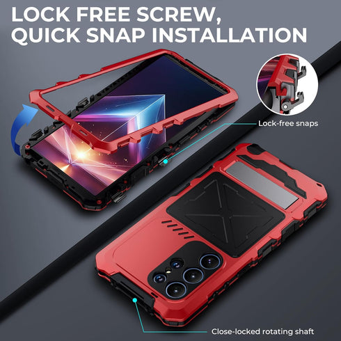 for Samsung Galaxy s24 Ultra Case Heavy Duty Metal Aluminium Bumper Built in Screen Protector Lens Military Grade Rubber Hard Durable Phone Cases ...