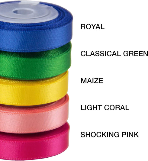 VATIN Solid Color Double Sided Polyester Satin Ribbon 10 Colors 3/8" X 5 Yard Each Total 50 Yds Per Package Ribbon Set, Perfect for Gift Wrapping,...