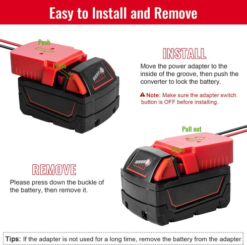 1 Pack Power Wheels Adapter for Milwaukee M18 Battery Adapter Power Wheels Battery Converter Kit with Fuse & Switch & Wire Terminals & 12 AWG Wire...