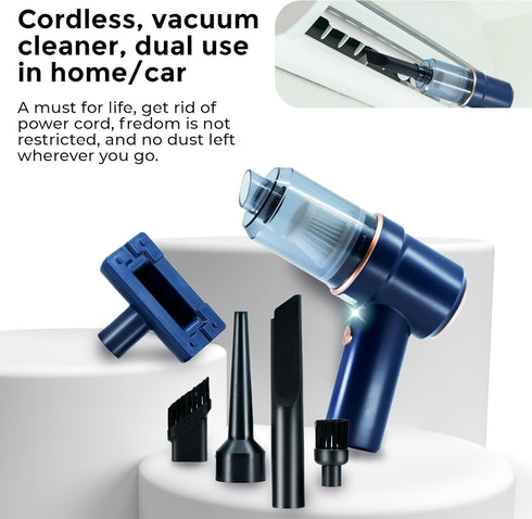 Wireless Car Vacuum Cleaner - Cordless Vacuum Cleaner High Power Portable Vacuum for Car 2 in 1 Blow and Suck Handled Vacuum Cordless (Blue)...