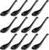 Patelai 12 Pieces Asian Soup Spoons Melamine Rice Spoons Noodle Soup Spoons Chinese Won Ton Soup Spoon Japanese Soup Spoon for Home and Kitchen(Bl...