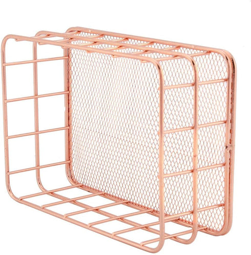 Iron Storage Basket Makeup Small Things Organizer Storage Holder Desktop Decor Iron Box Rose Gold 4 Size(C)...