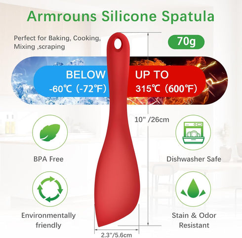 10" Small Silicone Spatula Scraper 2PCS for Baking & Cooking, Rubber Spatula Heat Resistant 600 ? Non-stick Spatula...