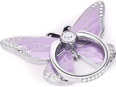 Butterfly Cell Phone Ring Grip Holder, 360 Degrees Rotation Phone Ring Grip Stand, Metal Finger Kickstand Compatible with iPhone, Samsung Galaxy, ...