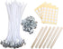 MILIVIXAY 100PCS 8 inch Candle Wicks with 100 Metal Tabs, 100PCS Candle Wick Stickers and 6PCS Wooden Candle Wick Holders - Wicks Coated with Para...