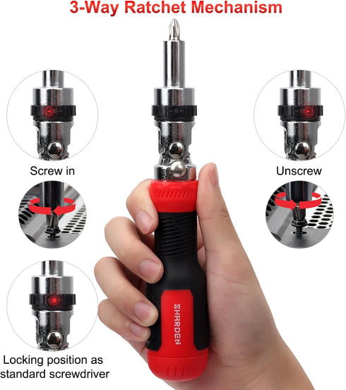 SHARDEN Ratcheting Screwdriver 13-in-1 Multibit Screwdriver All in One Screwdriver Set with Phillips, Flat Head, Torx Security, Hex, Robertson, 18...