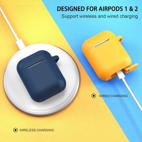 ATUAT Compatible with AirPods Case Cover, Full Protective Silicone Skin Dust-Proof Designed for Apple AirPods 1st 2nd Generation with Keychain, Fr...