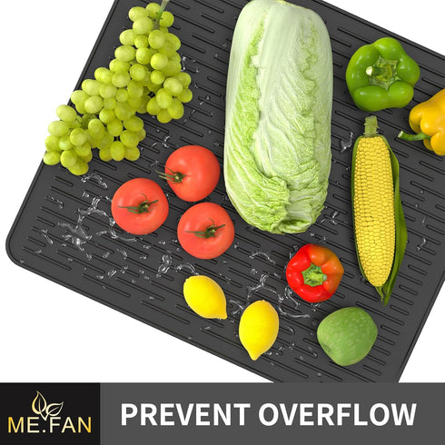ME.FAN Silicone Dish Drying Mat for Kitchen Counter, Dish Drying Pad for Sink, Refrigerator or Drawer, Countertop Protection Pad S - 12'' x 8'' - ...