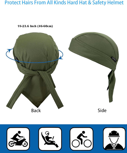 Sweat Wicking Doo Rag Cooling Dew Rag Helmet Liner Large Motorcycle Do Rags Head Wrap Bandana Skull Caps for Men and Women...