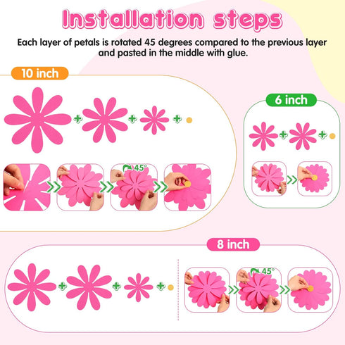 18 Pcs Paper Flowers Decorations for Wall DIY Paper Flower Bulletin Board 3D Fiesta Paper Floral Backdrop Decoration for Photo Backdrop Classroom ...