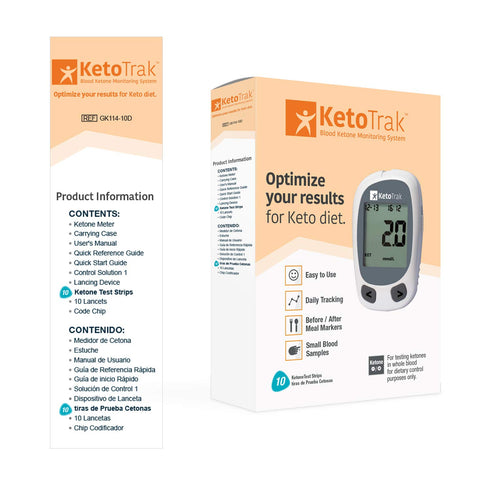 Blood Ketone Testing Kit, 1 Meter, 10 Ketone Strips, 1 Lancing Device, 10 Lancets, Optimize Your Result for Keto Diet by KetoTrak...