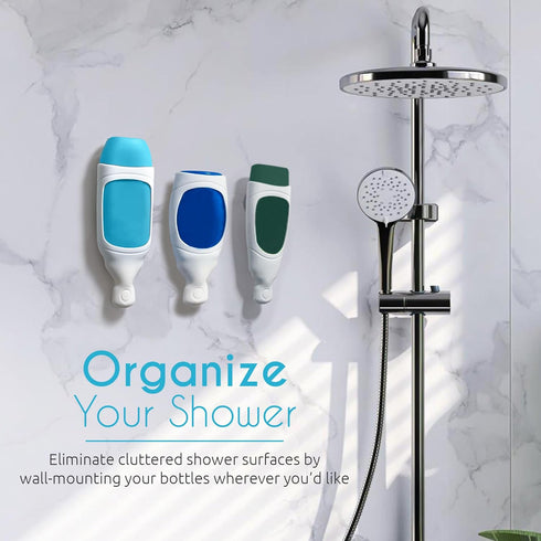 Squeezi 2 Unit Pack (Bright White) Wall Mounted Shower Dispenser and Organizer for Shampoo and Soap Bottles, Silicone Chamber...