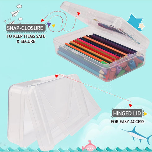 1 PCS Pencil Box,Double Layer Large Capacity Pencil Box,Hard Pencil Case with Snap-tight Lid,Plastic Pencil Box for Office School Supplies Pen Box...