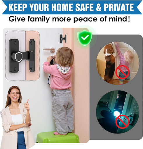 90 Degree Flip Barn Door Lock, Sturdy 304 Stainless Steel Gate Latch, Home Security Sliding Door Lock Best for Barn, Bathroom, Bedroom, Cabinet, G...