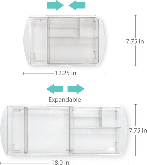 BINO | 7-Section Expandable Plastic Drawer Organizer | Makeup Storage | Space-Saving Makeup Storage | BPA - Free Material | Home Essential | Bathr...