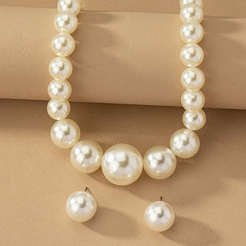 Chunky Pearl Necklace Stackable Layered Pearl Choker Necklace Large Pearl Choker Necklace Pearl Statement Necklace Faux Pearls Beaded Necklaces Br...