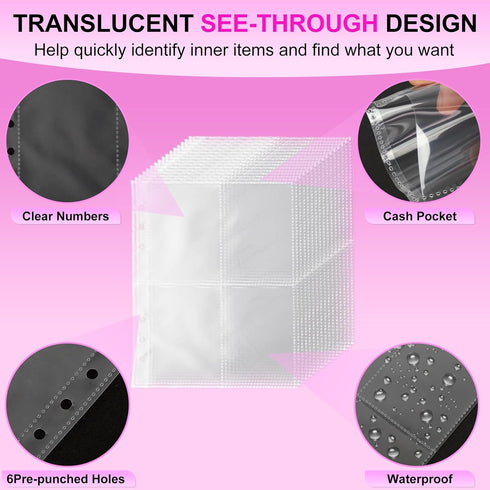 Whaline 100 Envelopes Money Saving Challenge Binder Kit, Easy and Fun Way to Save $5,050, Purple Clear Saving Budget Book with Cash Envelopes, Sti...