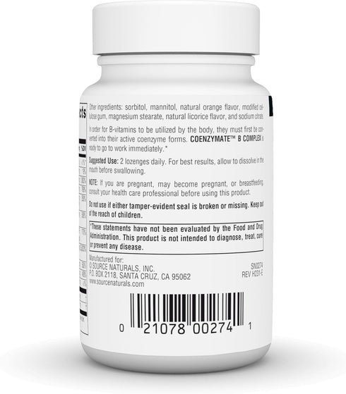 Source Naturals Coenzymate B Complex - Orange Flavor That Melts in Mouth - B Vitamins - 30 Lozenges...