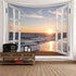 Homiest 3D Ocean Tapestry Wall Hanging Sun Sunset Sea Beach Landscape Tapestry Window Tapestries for Bedroom Living Room Home Decor 60x80 Inches...