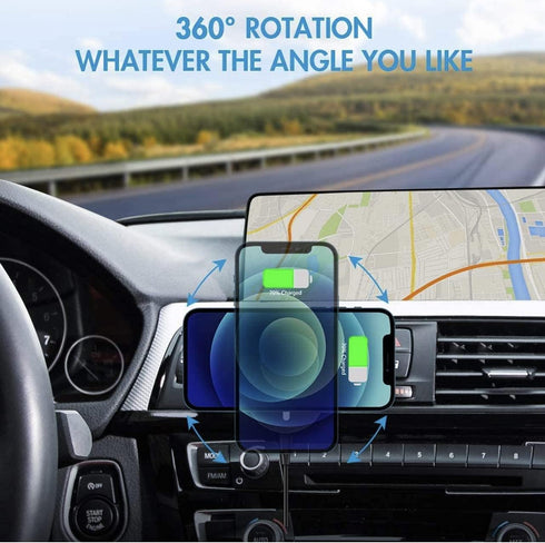 Aporia - Compatible for MagSafe Car Charger Apple iPhone +12 Mini Pro Max Plus | Phone Mount Charger for Magnetic Wireless Fast Qi Charging (Black...