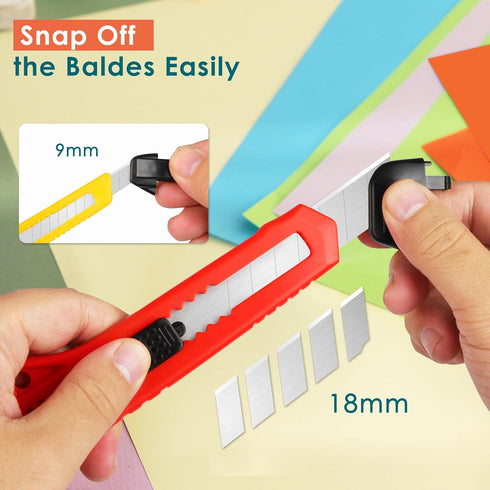 ORIENTOOLS Utility Knife Box Cutter Razor Auto-lock 4-Pack Set, Retractable Box Cutter Snap Off Blades Knife, for Office, Home, Arts, Crafts, Red ...