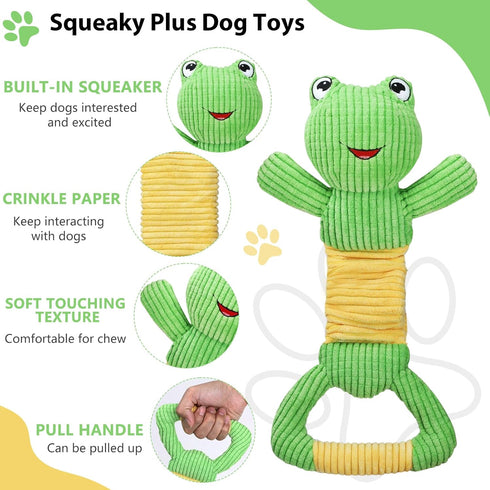Dog Squeak Toys Durable Plush Dog Toy with Crinkle Paper, Tug of War Pull Toys for Puppies, Interactive Dog Chew Toys for Small, Medium and Large ...