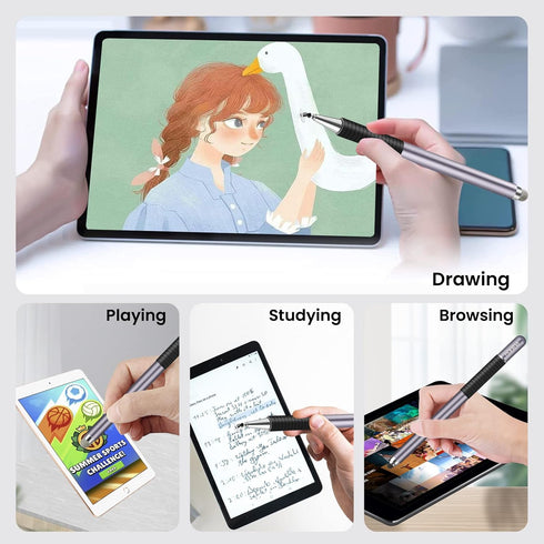 Stylus Pen for iPad, Honiha 3 in 1 Magnetic Stylus Pencil High Sensitivity Disc & Fiber & Rubber Tip Touch Screen Pen Universal Stylus for iPad iP...