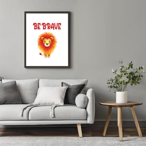 Posterizer 1 pcs-be brave-cute lion quote-Kids Room Art-Motivational & Inspirational Art-Gift for Daughter, Son, Kids-decor for nursery toddlers k...